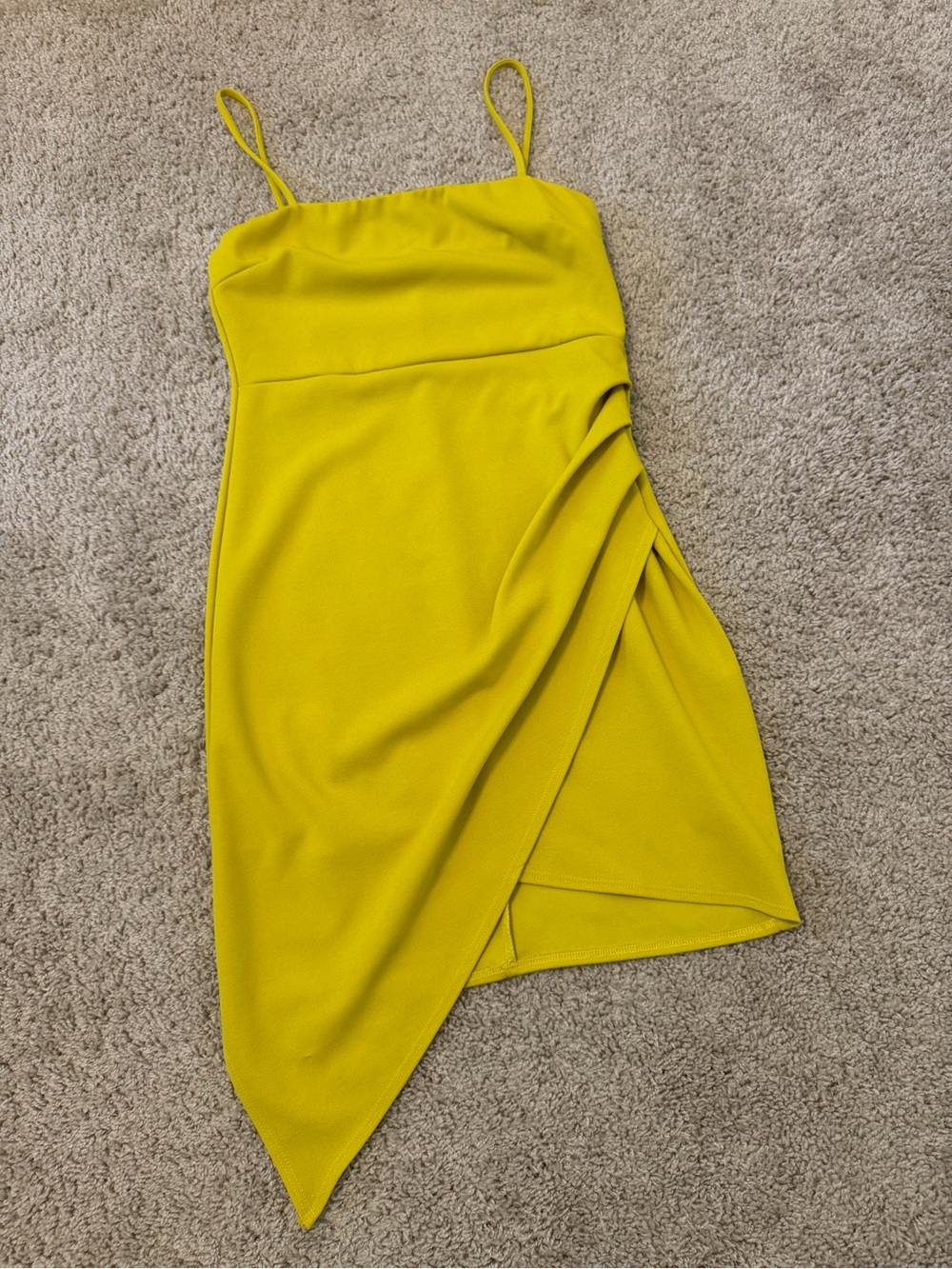 Blue Blush Yellow Asymmetrical Dress, Medium!